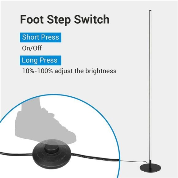 LED Corner Floor Lamp 57.5" Minimalist Dimmable Lighting Standing Tall Lamp - Picture 3 of 4